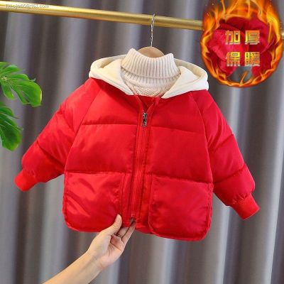 More girls cotton-padded jacket 2022 new warm winter clothing female baby down jacket is festival New Years day Year greetings