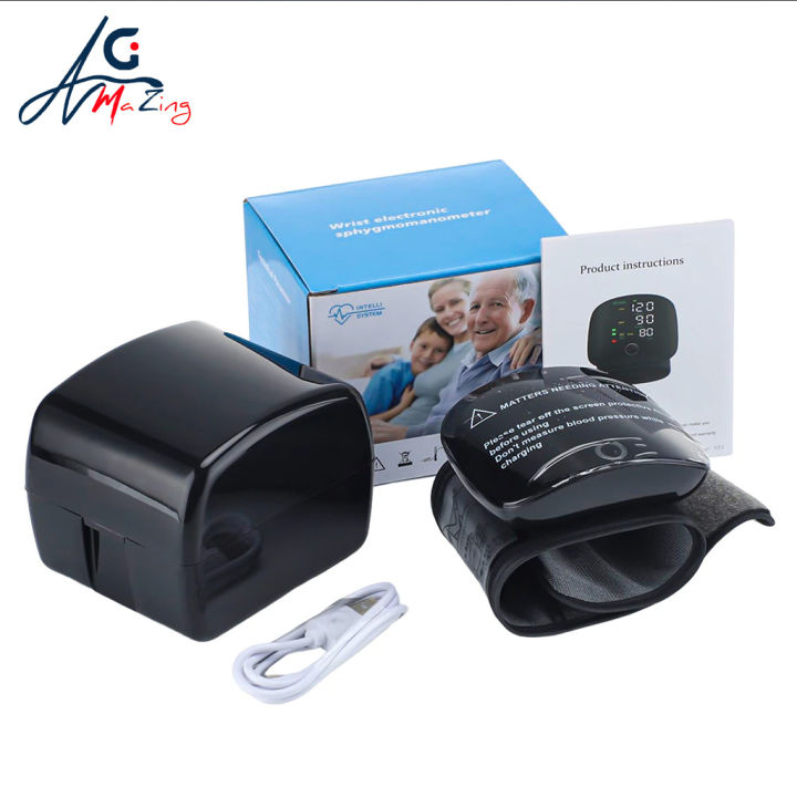 Smart Touch LCD Screen Wrist Blood Pressure Monitor Digital Voice