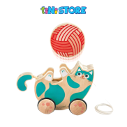 tiNiStore-Đồ chơi xe kéo chú mèo và cuộn len Hape E0366