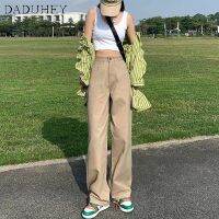 COD dsfgerrety DaDuHey. 【Ready Stock】Womens Khaki High Street Japanese-Style Retro Loose Straight Wide Leg High Waist Slim Casual All-Match Jeans