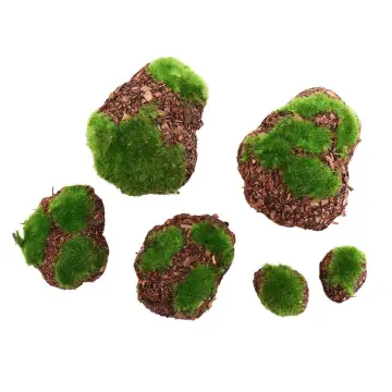 30pcs Fake Stone Artificial Moss Rocks Home Decor Simulation Plant DIY  Decoration For Garden and Crafting Green