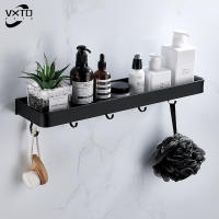 2021Bathroom Black Shelf with Towel Bar Space Aluminum Shelves Towel Rack with Hook Shampoo Holder Kitchen Storage Rack 30-60 cm