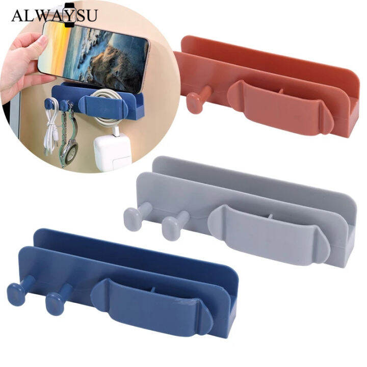 Self Adhesive Wall Mount Charger Hook Smartphone Holder Cable Organizer
