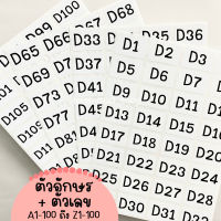 สติ๊กเกอร์ ตัวอักษร+เลข ตัวละ100ดวง(ชุดละ4แผ่น)สี่เหลี่ยม25x38มม.ไม่กันน้ำ