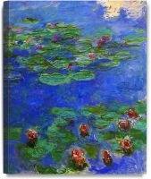 ดอกบัวแดง Claude Monet ขั้นตอนก่อนทำศิลปะศิลปะบนผนังผ้าใบ Giclee สำหรับ20x16การตกแต่งบ้าน