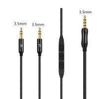 Headphone Replaced Cable 3.5mm To Double 3.5mm Black mic volume adjustment earphone audio cable1.5M  Cables