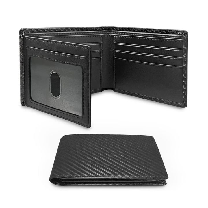 slim-minimalist-tri-fold-wallet-carbon-fiber-rfid-blocking-mens-wallet-with-id-window-and-9-card-slots