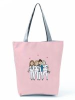 【jw】☄✾  Cartoon Ladies Printed Handbag Capacity Shoulder Reusable Shopping Beach