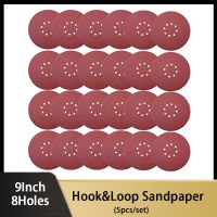 ☃◘ 5 PCS 9 Inch 8 Hole Hook-and-Loop Aluminum Oxide Sandpaper Grinding Abrasive Sanding Disc for Drywall Sander