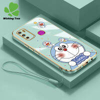 WishingTree การ์ตูนโดราเอมอนน่ารักเคสโทรศัพท์สำหรับ Infinix ขายดี8/8 Pro / 9 / 9 Play / 11 Play/11S / 11S / 11S NFC / 12 / 12i / 12 Play โครเมี่ยมสุดหรูแฟชั่นนุ่มเคสกล้องแบบมีสายคล้องมือคลุมทั้งหมด TPU