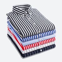 Mens Striped Shirts Slim 2023 Autumn New Long Sleeves Camisas De Hombre Korean Solid Casual Formal Dress Shirts Men Clothing