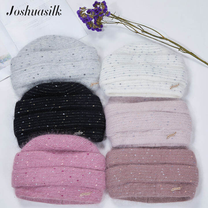 joshuasilk-winter-hat-knitted-angora-wool-ornaments-double-idea-decoration-warm-hat