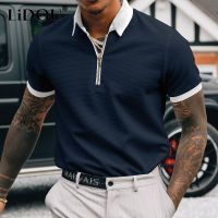 Summer Solid Color Casual Gentmen Polo Shirt Short Sleeve Loose Business T-shirts Man Zipper All Match Top Male Fashion Clothes Towels