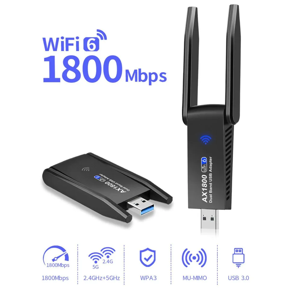 Usb 3.0 1800mbps Wifi 6 Adapter Dual Band 5ghz 2.4ghz 802.11ac Wifi Dongle  High Performance Network Card For Laptop Desktop