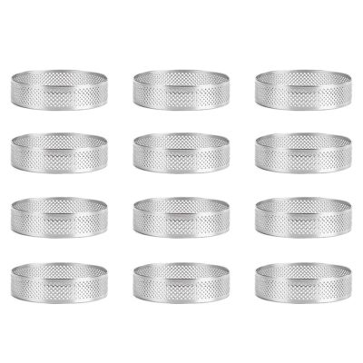 36 Pack Stainless Steel Tart Rings,Perforated Cake Mousse Ring,Cake Ring Mold,Round Cake Baking Tools 6cm