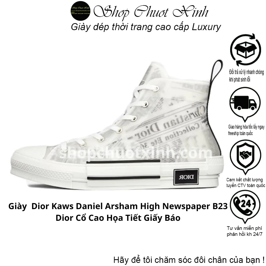 Giày Dior B23 High Top Daniel Arsham Newspaper Like Au  DUONG STORE  Giày  hiệu Giày sneakers Dior