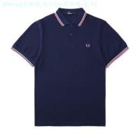 Fred Perry FP Summer Casual Wheat Ear Embroidery Lapel Stripe Stitching Loose Iron-Free Short-Sleeved Top Mens Half-Sleeved POLO Shirt