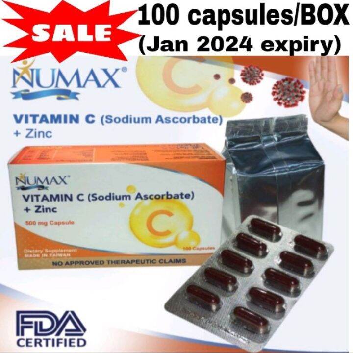 NUMAX VITAMIN C SODIUM ASCORBATE PLUS ZINC 100 CAPSULES Lazada PH