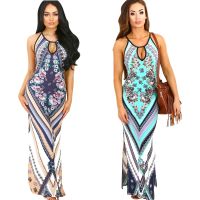 [COD] K8253 sexy European and digital totem print dress bandage nightclub