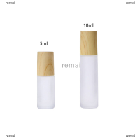 remai 5ml10ml ขวดลูกกลิ้งกระจกฝ้าฝาพลาสติกลายไม้สำหรับขวดน้ำมันหอมระเหยพร้อมลูกกลิ้งสแตนเลส