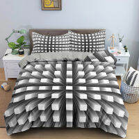 3D Geometric Duvet Cover KingQueen SizeThree-dimensional Bedding Stereoscopic Dense Cuboid Abstract Art Polyester Quilt Cover