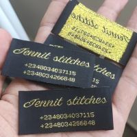 【LZ】⊙♘  Personalizado dourado etiquetas de pano tecido adequado para o vestido camisa End Fold Garment Tag 3x6 cm 1000 pcs