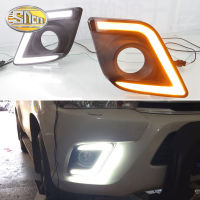 SNCN 2ชิ้น12V รถ DRL LED Daylights สำหรับ Toyota Hilux Revo Vigo 2015 2016สัญญาณไฟเลี้ยวสีเหลืองไฟเลี้ยวสำหรับกลางวันไฟตัดหมอกอัตโนมัติ