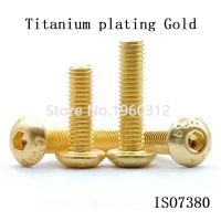 5 10P Half Round Head Plating Titanium Gold Button Head Screw Grade 12.9 M2M2.5 M3 M4 M5 ISO7380 Hex Socket Screw Length 5 35mm