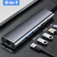 jianzhifen OFCCOM USB C ฮับชนิด C ไปยัง USB หลากหลายอีเทอร์เน็ต USB ฮับ3.0แท่นหัวแปลงสัญญาณ HDMI สำหรับ MacBook Pro Huawei USB-C 3.0ตัวแยกพอร์ตฮับ TYPE-C