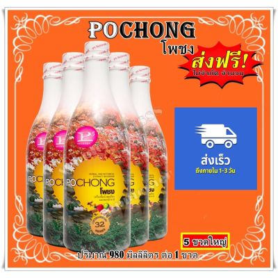 เครื่องดื่มสมุนไพร โพชง Pochong เครื่องดื่มบำรุงสุขภาพ 5 ขวดใหญ่ จัดส่งฟรี
