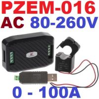 PZEM-016 Energy Meter AC 100A Voltage Current Energy Hz Power factor RS485 Modbus Module with CT + USB