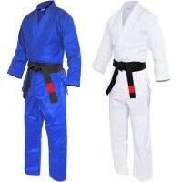 Professional Made Martial Arts Uniform - Single Weave Blue White Kimono - Perfect For Competition Or Training With Belt