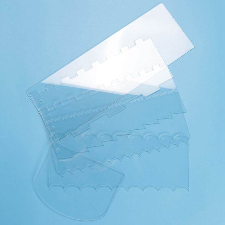 6-pieces-clear-acrylic-icing-frosting-buttercream-large-cake-smoother-scraper-contour-comb-cake-edge-smoother-tool