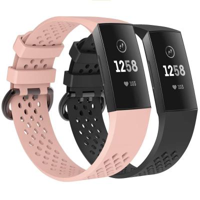 สายนาฬิกาFitbit Charge 3,สายรัดข้อมือกันน้ำ2ชิ้นที่สามารถใช้ได้กับFitbit Charge 3 /Charge 3 SE / Charge 4สายรัดข้อมือแบบมีรูระบายอากาศสำหรับFitbit Charge 3