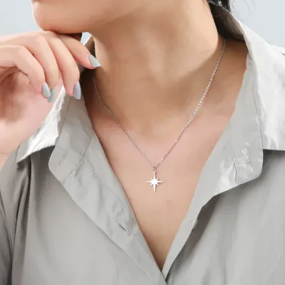 Delicate Choker Necklace Affordable Stainless Steel Necklace Womens Temperament Jewelry Minimalist Necklace For Women North Star Pendant Choker