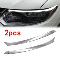 2 Pcs ไฟหน้ารถด้านหน้าคิ้วฝาครอบ Trim Abs Chrome Silver สติกเกอร์อุปกรณ์เสริมสำหรับ Nissan Xtrail X-Trail T32