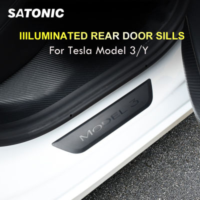 SATONIC Door Sill Decoration Wrap Cover Anti-Slide Padel สำหรับ Tesla รุ่น3 2021 Y สติกเกอร์ประตูด้านหลัง