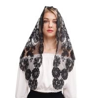 Triangular Embroidery Lace Veil Women Head Covering Muslin Veil Lace Mantilla Towels