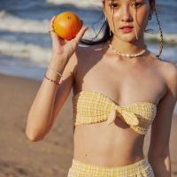 lookbookbeachclub bondi bra pineapple ชุดว่ายน้ำหญิง เกาะอก สีเหลือง (เฉพาะบรา)