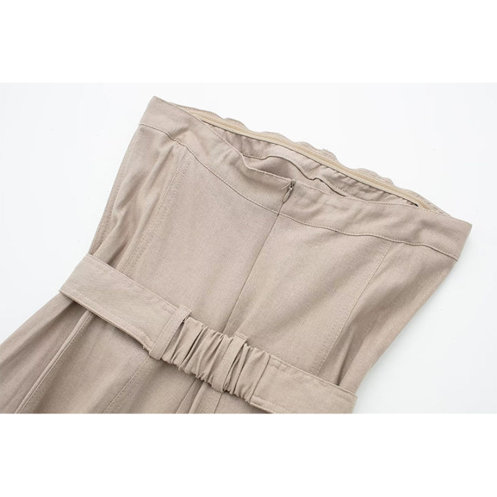 yenkye-2023ผู้หญิงเซ็กซี่ที่ไม่มีสายหนังด้วยเข็มขัดผ้าลินินผสมขนส่งสินค้า-j-umpsuit-วินเทจกระเป๋าหญิงยาวเสื้อคลุมหลวมๆ