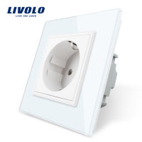 2021Livolo EU Standard Power Socket, White Crystal Glass Panel, AC 110~250V 16A Wall Power Socket, VL-C7C1EU-11,no logo