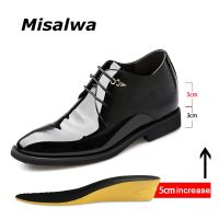 Misalwa 3/6/8 cm Elevator Men Dress Shoes Patent Leather Men Formal Shoes Pointed Business Men Oxfords Suit Shoes