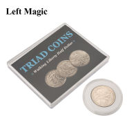 Triad Coins (เดิน Liberty ครึ่งดอลลาร์ Gimmick) Magic Trick ผลิต Vanish Change Three Coin Magia Close Up Illusion Mentalism