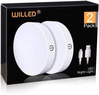 Touch Night Light Dimmable White Light Buit-in 1000mAh Battery Rechargeable for Study Bedroom Cabinet Wardrobe LED Puck Light