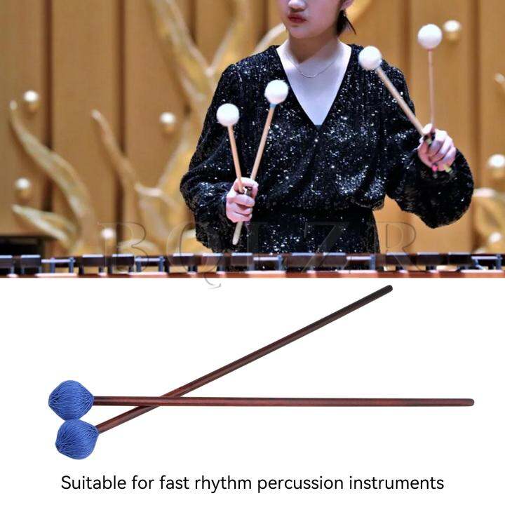 marimba-mallet-34มม-หัวด้ายแข็งยาว16-77นิ้วสำหรับเครื่องเคาะสีน้ำเงินชุด2ชิ้น