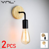 2Pcslot Wood Wall Lamp Vintage Sconce Wall Lights E27 110V 220V Bedside Retro Lamp Industrial Decor Dining Room Bedroom Light