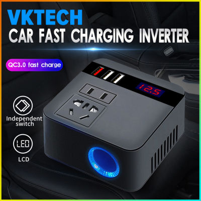 Vktech ตัวแปลงไฟฟ้าอัจฉริยะ DC 12V ถึง110V,อินเวอร์เตอร์ชาร์จเจอร์ USB แหล่งจ่ายไฟอินเวอร์ทเตอร์สำหรับแท็บเล็ตโทรได้ยานยนต์สำหรับรถบรรทุกรถยนต์ iPhone