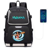 ดิสนีย์ Moana ชายหญิงวัยรุ่นนักเรียนโรงเรียนถุง Mochila ผู้ชายผู้หญิง USB ชาร์จแล็ปท็อปเป้เดินทาง