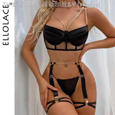 【CW】▼✺☜  Ellolace With Chain Sexy&nbsp;Porn 6-Piece Erotic Sets Intimate Garter Outfit