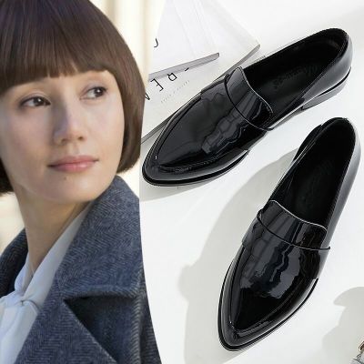 ◐✱㍿ Real soft leather 2023 spring and autumn new single shoes womens thick heel small leather shoes womens pointed toe all-match British style work womens shoes